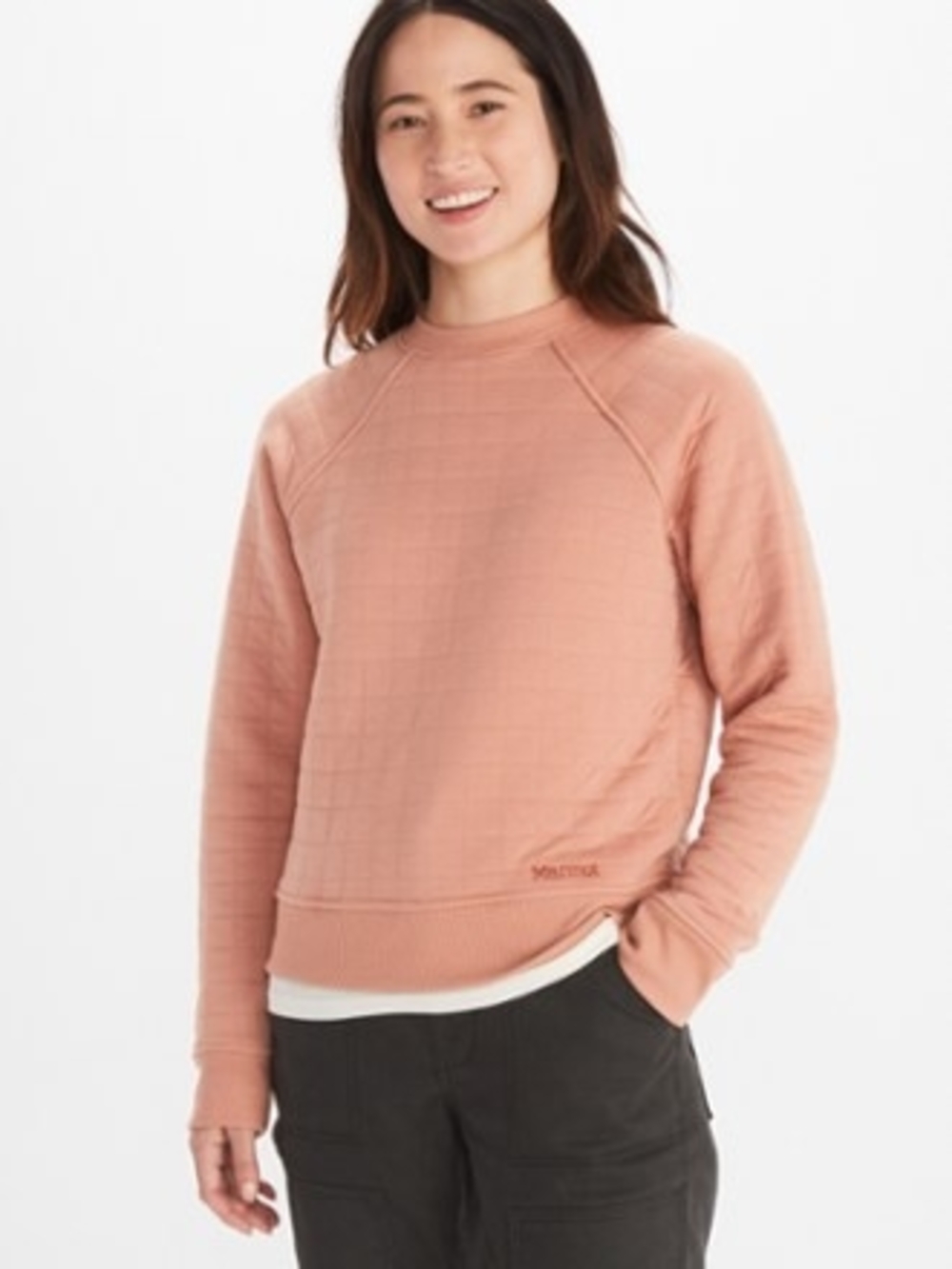 Marmot Quilted Light Pink Pullover Sweatshirt